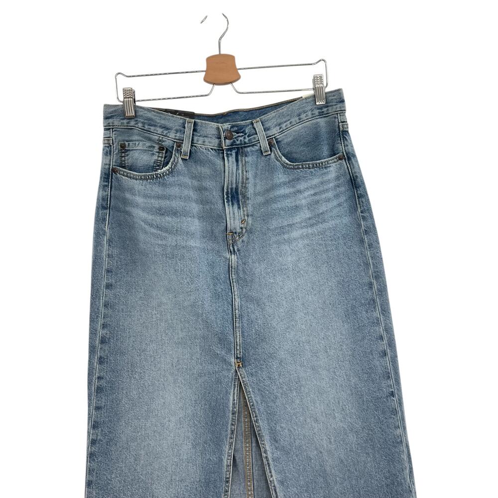 Levi's Ankle Column Skirt Please Hold Medium Wash Denim Slit Womens 31 - Picture 4 of 16